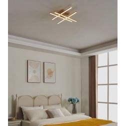 LASANA 4 PLAFONIERA MODERNA LED 20,5W LUCE 3000K IN ACCIAIO FINITURA LEGNO CM 51X51 2