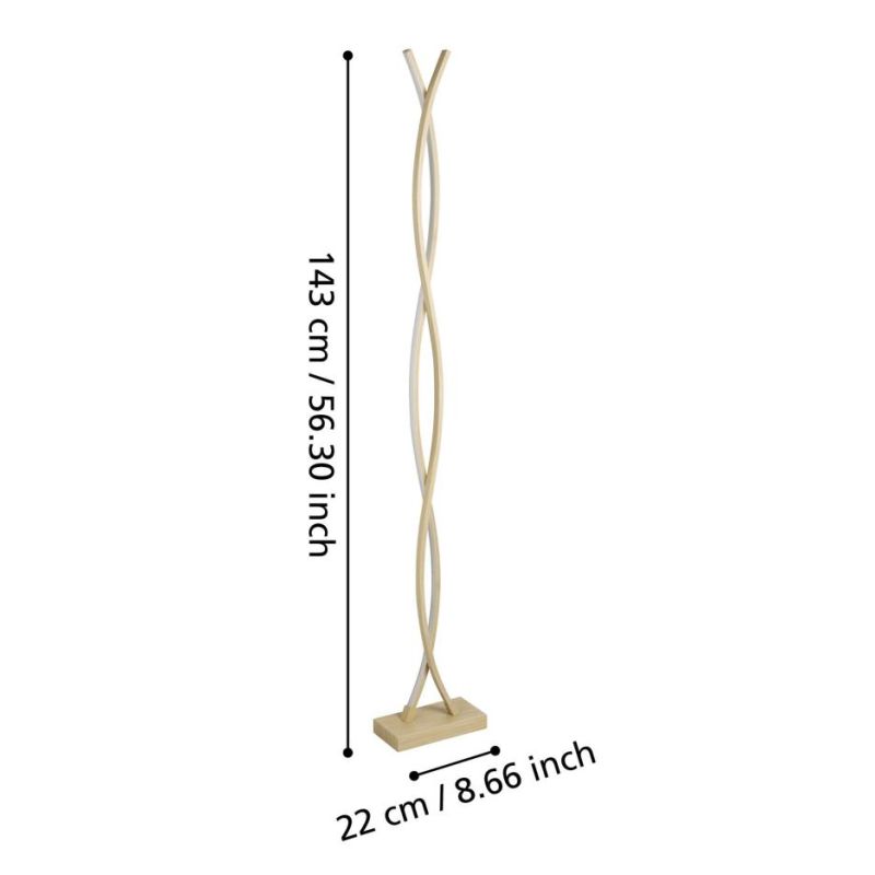 LASANA 4 PIANTANA MODERNA H140 CM LED 36W LUCE 3000K IN ACCIAIO FINITURA LEGNO