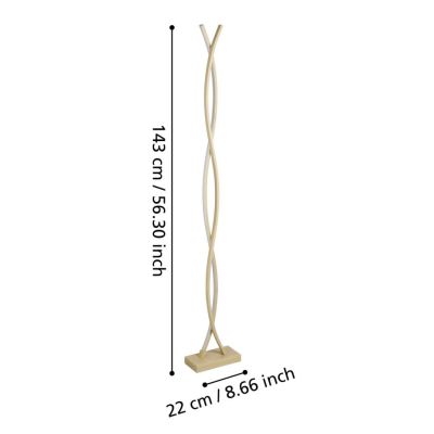 LASANA 4 PIANTANA MODERNA H140 CM LED 36W LUCE 3000K IN ACCIAIO FINITURA LEGNO