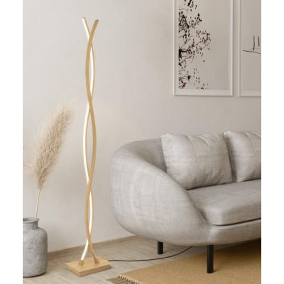 LASANA 4 PIANTANA MODERNA H140 CM LED 36W LUCE 3000K IN ACCIAIO FINITURA LEGNO