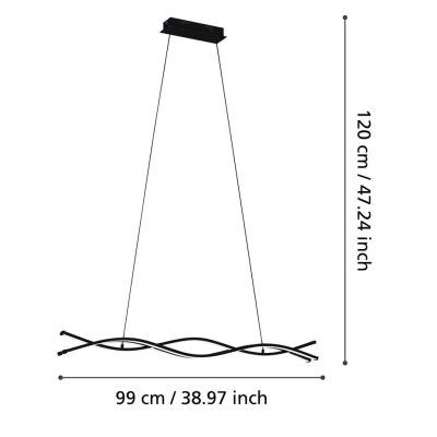 LASANA 3 SOSPENSIONE ONDULATA LED 11W LUCE 3000K ACCIAIO FINITURA NERA DESIGN MODERNO