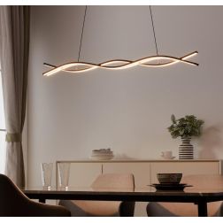 LASANA 3 SOSPENSIONE ONDULATA LED 11W LUCE 3000K ACCIAIO FINITURA NERA DESIGN MODERNO