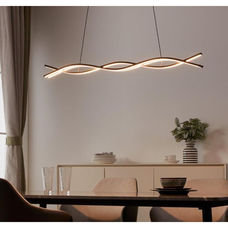 LASANA 3 SOSPENSIONE ONDULATA LED 11W LUCE 3000K ACCIAIO FINITURA NERA DESIGN MODERNO