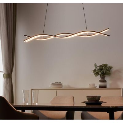 LASANA 3 SOSPENSIONE ONDULATA LED 11W LUCE 3000K ACCIAIO FINITURA NERA DESIGN MODERNO