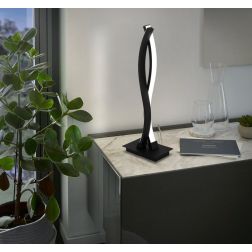 LASANA 3 LAMPADA DA TAVOLO ONDULATA LED 11.5W LUCE 3000K ACCIAIO FINITURA NERA DESIGN MODERNO
