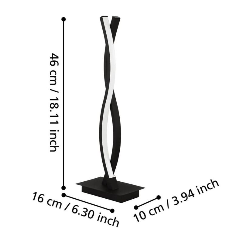 LASANA 3 LAMPADA DA TAVOLO ONDULATA LED 11.5W LUCE 3000K ACCIAIO FINITURA NERA DESIGN MODERNO