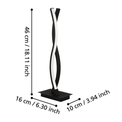LASANA 3 LAMPADA DA TAVOLO ONDULATA LED 11.5W LUCE 3000K ACCIAIO FINITURA NERA DESIGN MODERNO