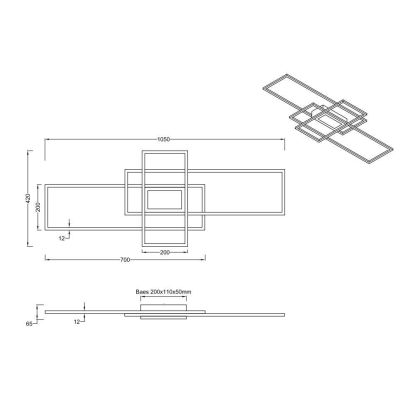 IRVINE PLAFONIERA CON TRE RETTANGOLI LED 60W MODERNA DIMMERABILE 4 FINITURE COLORE TRIO LIGHTING - Cristalensi Shop Online