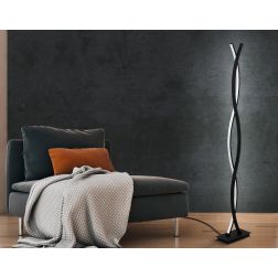 LASANA 3 PIANTANA ONDULATA CON LED 36W LUCE 3000K ACCIAIO FINITURA NERA DESIGN MODERNO