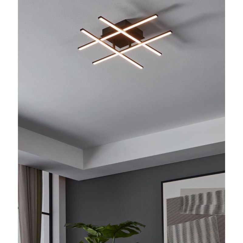 LASANA 3 PLAFONIERA MODERNA LED 21W LUCE 3000K IN ACCIAIO FINITURA NERA CM 50X50