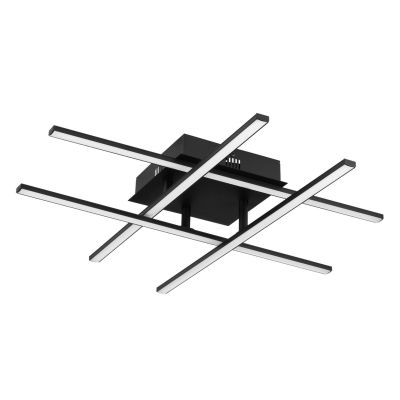 LASANA 3 PLAFONIERA MODERNA LED 21W LUCE 3000K IN ACCIAIO FINITURA NERA CM 50X50