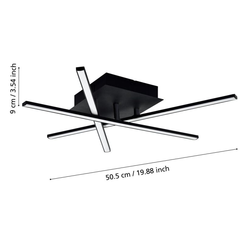 LASANA 3 PLAFONIERA MODERNA ORIGINALE IN ACCIAIO NERO LED 10.5W LUCE 3000K