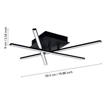 LASANA 3 PLAFONIERA MODERNA ORIGINALE IN ACCIAIO NERO LED 10.5W LUCE 3000K