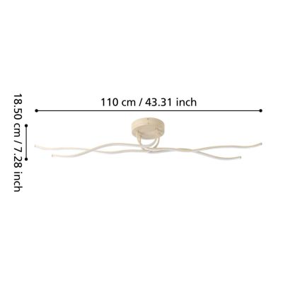 RONCADE 2 PLAFONIERA MODERNA IN ACCIAIO FINITURA LEGNO LED 37W LUCE 3000K LUNGHEZZA 110 CM