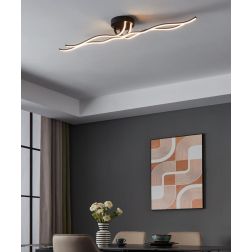 RONCADE 1 PLAFONIERA MODERNA IN ACCIAIO COLORE NERO LED 37W LUCE 3000K LUNGHEZZA 116 CM