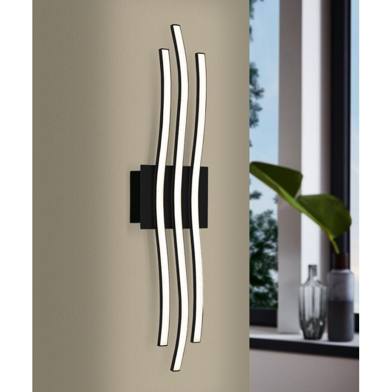 RONCADE 1 PLAFONIERA IN ACCIAIO COLORE NERO LED 21W LUCE 3000K MODERNA LUNGHEZZA 65 CM