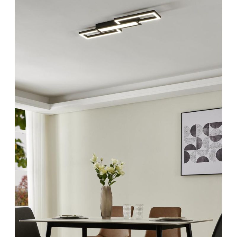 MONIROTE PLAFONIERA RETTANGOLARE NERO O NICHEL LED 37W LUCE DIMMERABILE DESIGN MODERNO