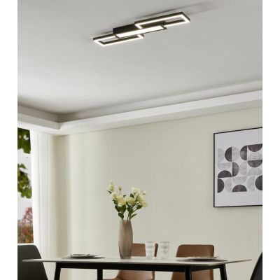 MONIROTE PLAFONIERA RETTANGOLARE NERO O NICHEL LED 37W LUCE DIMMERABILE DESIGN MODERNO