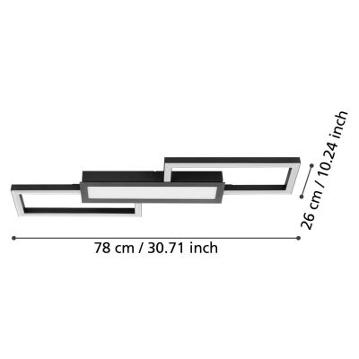 MONIROTE PLAFONIERA RETTANGOLARE NERO O NICHEL LED 37W LUCE DIMMERABILE DESIGN MODERNO