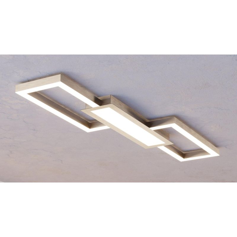 MONIROTE PLAFONIERA RETTANGOLARE NERO O NICHEL LED 37W LUCE DIMMERABILE DESIGN MODERNO