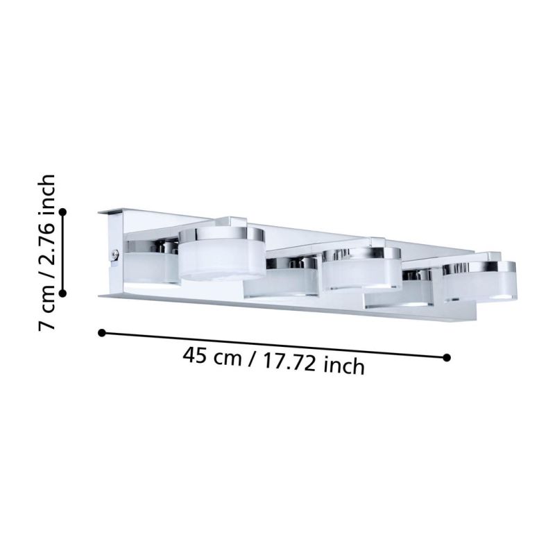 ROMENDO LAMPADA DA SPECCHIO CROMATA IP44 LED 21,6W LUCE 3000K DIMMERABILE DESIGN MODERNO