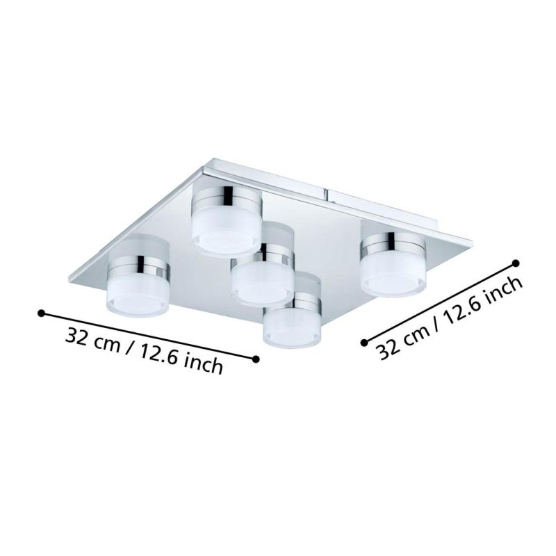 ROMENDO PLAFONIERA FINITURA CROMATA IP44 LED 27W LUCE 3000K DIMMERABILE DESIGN MODERNO