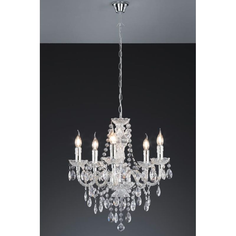 LUSTER LAMPADARIO A SOSPENSIONE 5 LUCI IN METALLO E ACRILICO 5 COLORI D52 RL - Cristalensi Shop Online