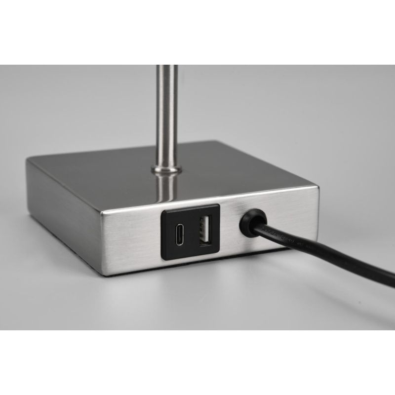 OLE LAMPADA DA TAVOLO CON PORTE USB MODERNA IN METALLO E TESSUTO 4 COLORI LAMPADINA 1XE27 RL - Cristalensi Shop Online