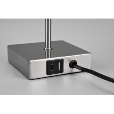 OLE LAMPADA DA TAVOLO CON PORTE USB MODERNA IN METALLO E TESSUTO 4 COLORI LAMPADINA 1XE27 RL - Cristalensi Shop Online