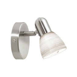 DAKAR APPLIQUE ORIENTABILE NICHEL CON DIFFUSORE IN VETRO DESIGN MODERNO LAMPADINA ATTACCO E14 2