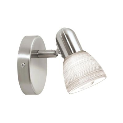 DAKAR APPLIQUE ORIENTABILE NICHEL CON DIFFUSORE IN VETRO DESIGN MODERNO LAMPADINA ATTACCO E14