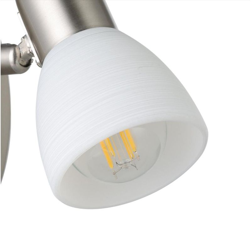 DAKAR APPLIQUE ORIENTABILE NICHEL CON DIFFUSORE IN VETRO DESIGN MODERNO LAMPADINA ATTACCO E14