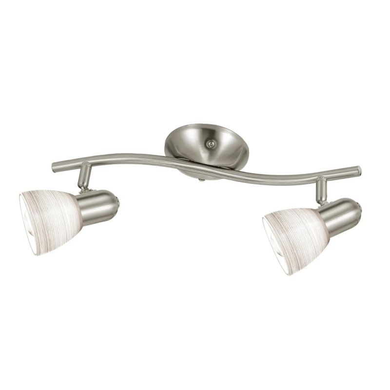 DAKAR PLAFONIERA 2 LUCI NICHEL CON DIFFUSORI ORIENTABILI IN VETRO DESIGN MODERNO LAMPADINE ATTACCO E14