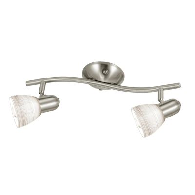 DAKAR PLAFONIERA 2 LUCI NICHEL CON DIFFUSORI ORIENTABILI IN VETRO DESIGN MODERNO LAMPADINE ATTACCO E14