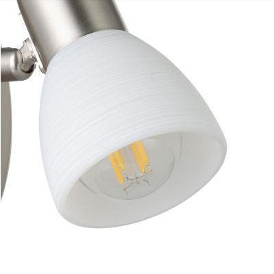 DAKAR PLAFONIERA 2 LUCI NICHEL CON DIFFUSORI ORIENTABILI IN VETRO DESIGN MODERNO LAMPADINE ATTACCO E14