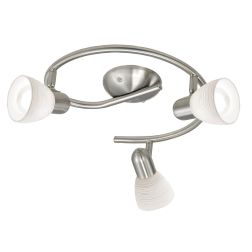 DAKAR PLAFONIERA ROTONDA 3 LUCI NICHEL CON DIFFUSORI ORIENTABILI IN VETRO DESIGN MODERNO LAMPADINE ATTACCO E14 2