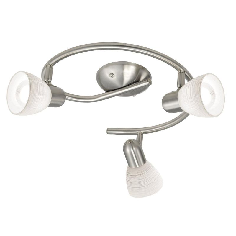 DAKAR PLAFONIERA ROTONDA 3 LUCI NICHEL CON DIFFUSORI ORIENTABILI IN VETRO DESIGN MODERNO LAMPADINE ATTACCO E14