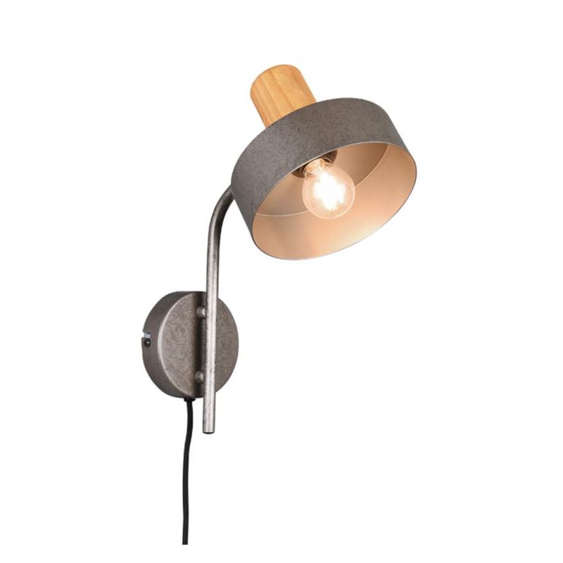 GAYA LAMPADA DA PARETE ORIENTABILE IN LEGNO E METALLO STILE VINTAGE LAMPADINA ATTACCO E14
