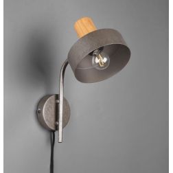 GAYA LAMPADA DA PARETE ORIENTABILE IN LEGNO E METALLO STILE VINTAGE LAMPADINA ATTACCO E14
