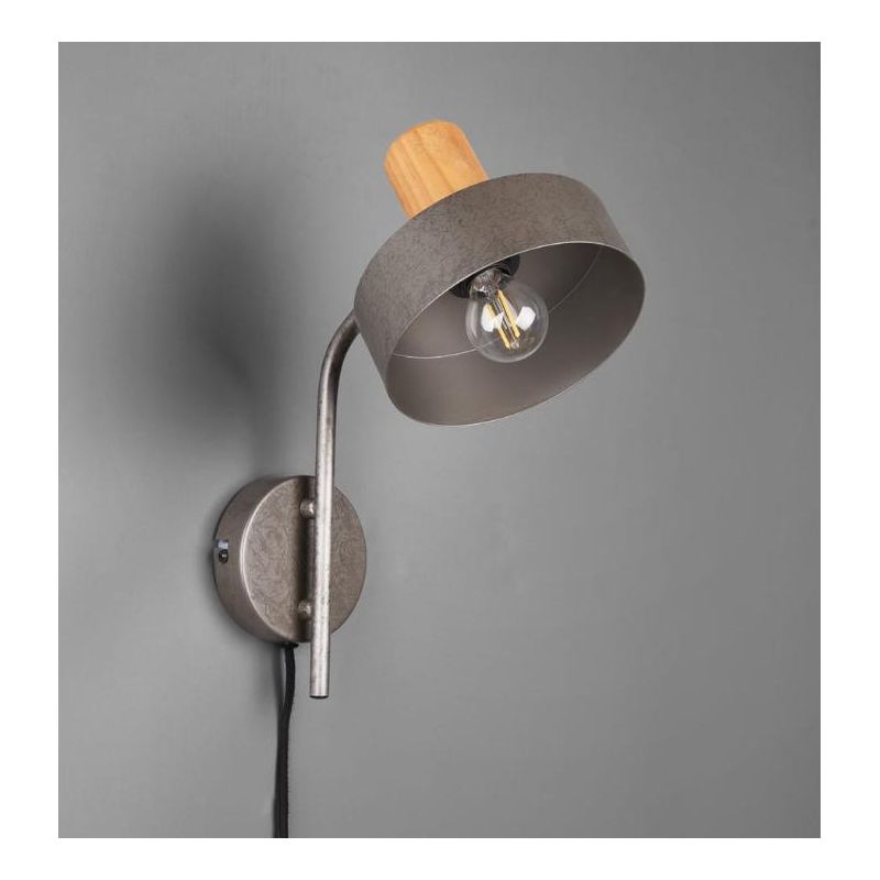 GAYA LAMPADA DA PARETE ORIENTABILE IN LEGNO E METALLO STILE VINTAGE LAMPADINA ATTACCO E14