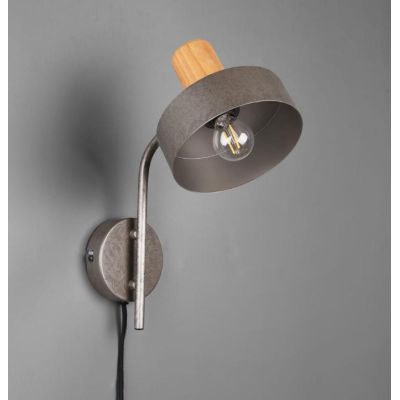 GAYA LAMPADA DA PARETE ORIENTABILE IN LEGNO E METALLO STILE VINTAGE LAMPADINA ATTACCO E14