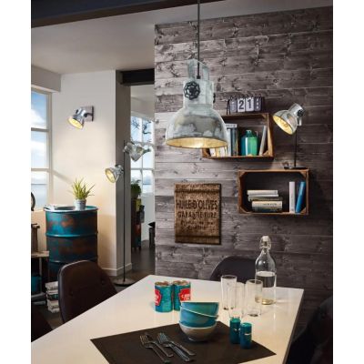 BARNSTAPLE FARETTO SPOT ORIENTABILE STILE VINTAGE IN LEGNO E METALLO ZINCATO CON LAMPADINA ATTACCO E27