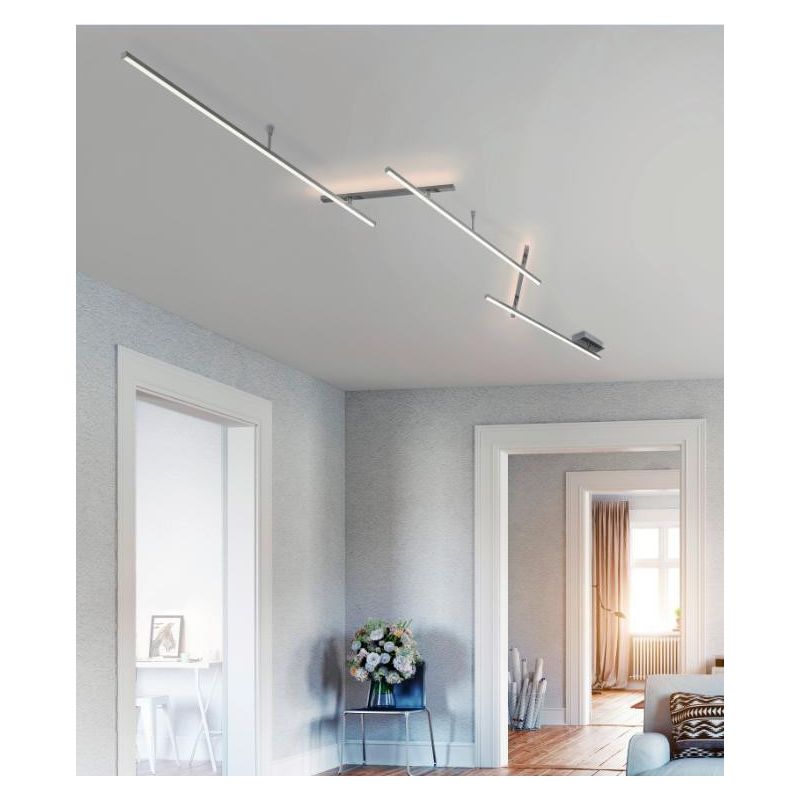 INDIRA PLAFONIERA MODULARE 5 BRACCI LUCE DIRETTA E INDIRETTA A LED DIMMERABILE NICHEL OPACO TRIO LIGHTING - Cristalensi Shop Onl