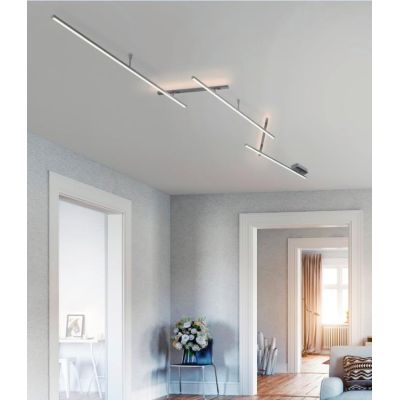 INDIRA PLAFONIERA MODULARE 5 BRACCI LUCE DIRETTA E INDIRETTA A LED DIMMERABILE NICHEL OPACO TRIO LIGHTING - Cristalensi Shop Onl