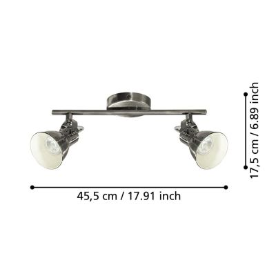 SERAS FARETTO SPOT 2 LUCI ORIENTABILE IN METALLO BIANCO,NERO,ORO E NICHEL LAMPADINE ATTACCO GU10