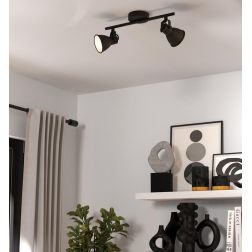 SERAS FARETTO SPOT 2 LUCI ORIENTABILE IN METALLO BIANCO,NERO,ORO E NICHEL LAMPADINE ATTACCO GU10