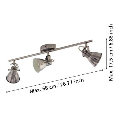 SERAS FARETTO 3 LUCI ORIENTABILE IN METALLO BIANCO,NERO,ORO E NICHEL CON LAMPADINE ATTACCO GU10