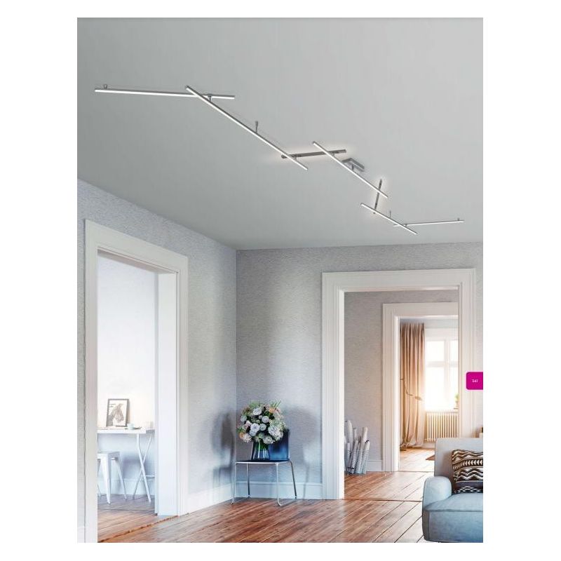 INDIRA PLAFONIERA MODULARE 7 BRACCI LUCE DIRETTA E INDIRETTA A LED DIMMERABILE NICHEL OPACO TRIO LIGHTING - Cristalensi Shop Onl