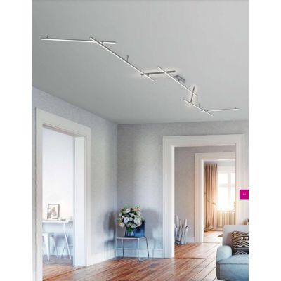 INDIRA PLAFONIERA MODULARE 7 BRACCI LUCE DIRETTA E INDIRETTA A LED DIMMERABILE NICHEL OPACO TRIO LIGHTING - Cristalensi Shop Onl