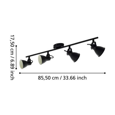 SERAS FARETTO 4 LUCI ORIENTABILE IN METALLO BIANCO,NERO,ORO E NICHEL CON LAMPADINE ATTACCO GU10